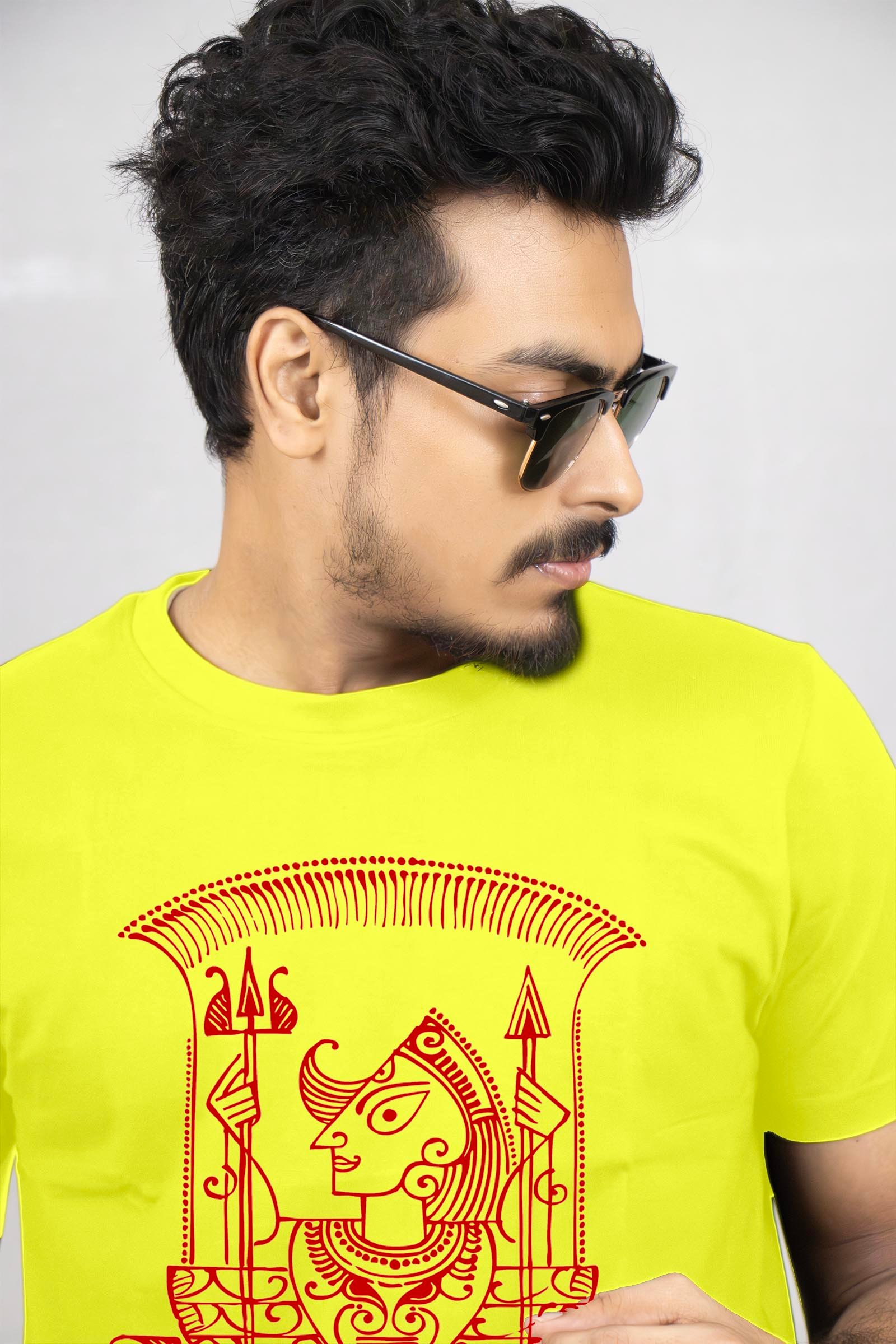 Ethnic Alpona Style Maa Durga Printed T-Shirt Half Sleeve