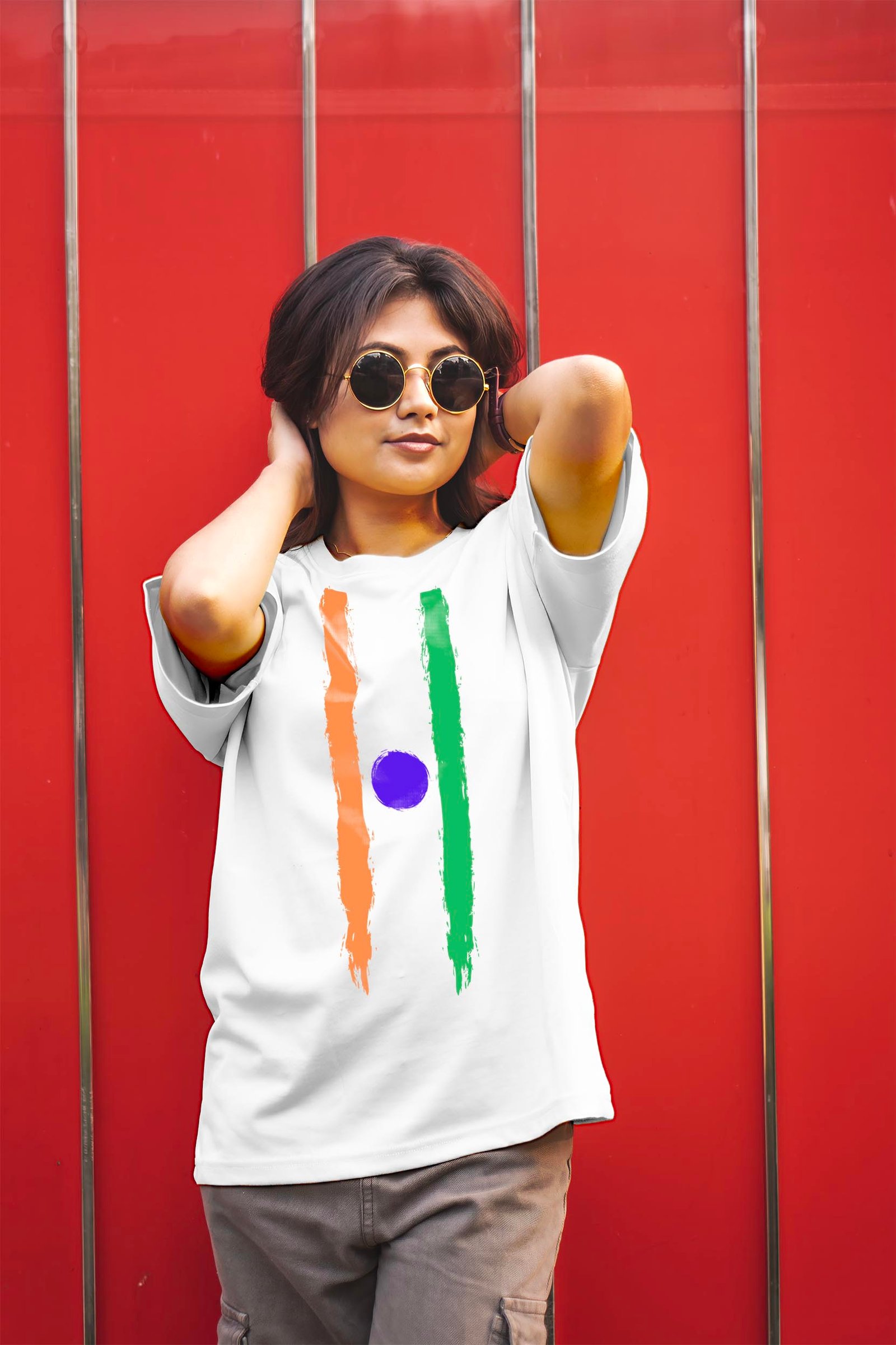 Indian Independence Themed Brush Stroke Printed T-Shirt Half Sleeve