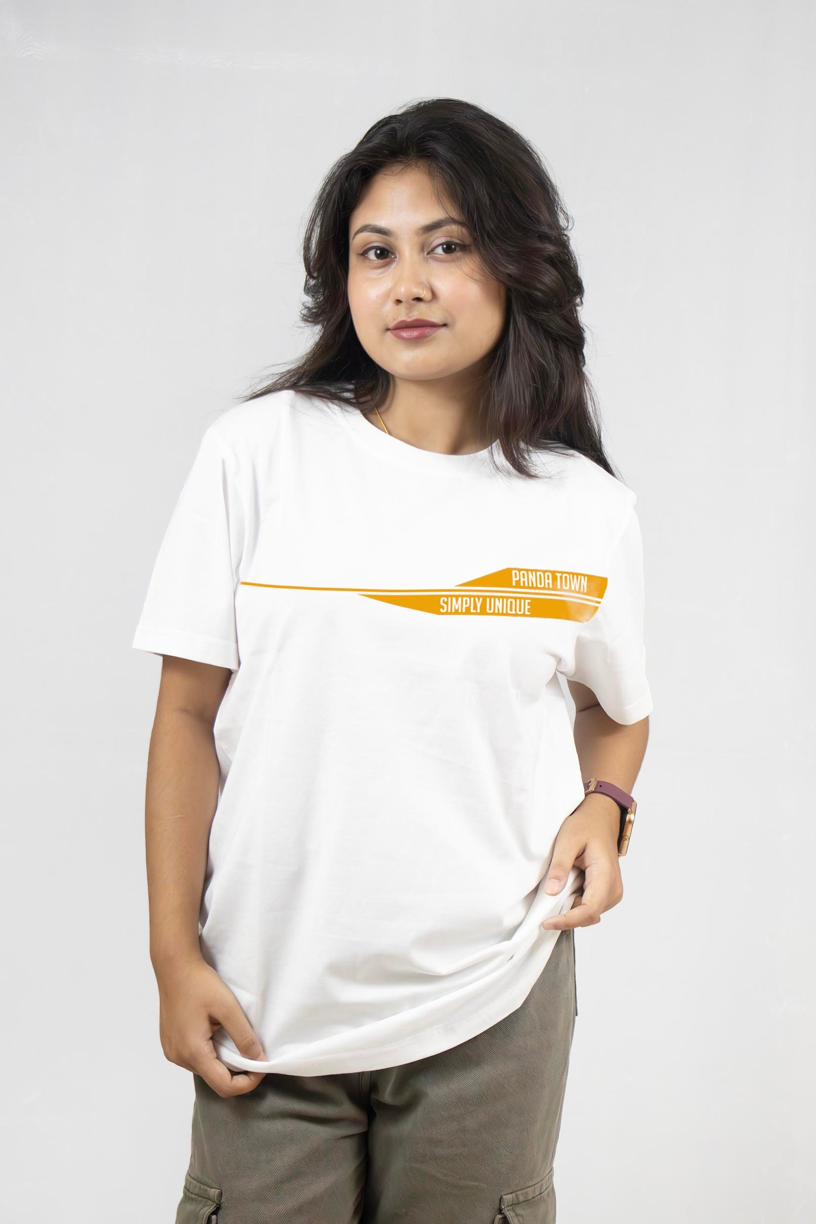 Orange Stripe Simple and Unique Printed T-Shirt Half Sleeve
