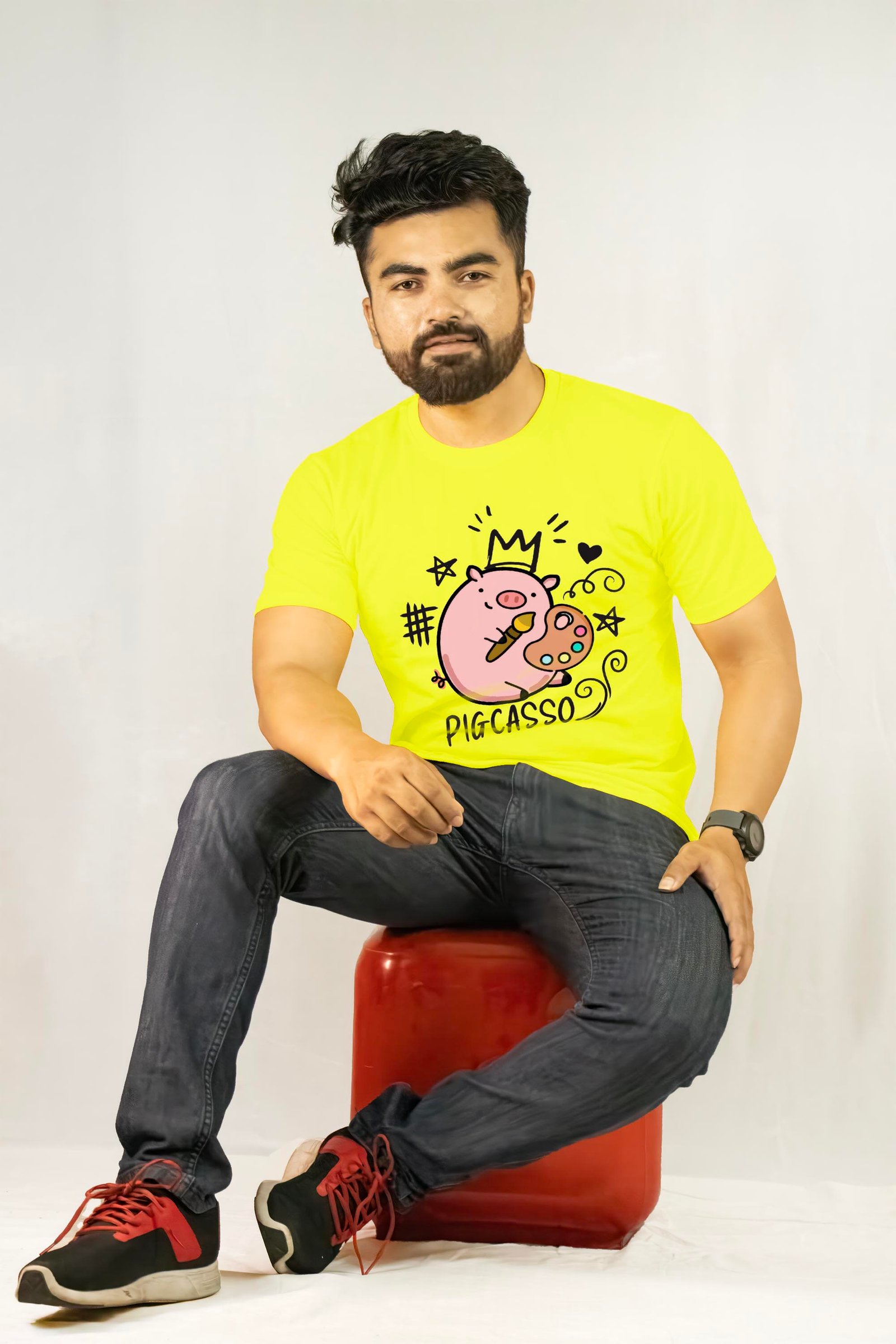 Pig-casso Funky Printed T-Shirt Half Sleeve