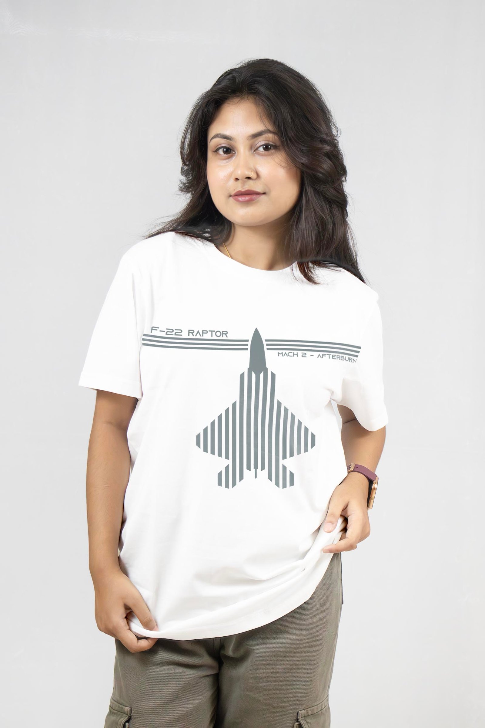 F-22 Raptor Grey Reflector Printed T-Shirt Half Sleeve