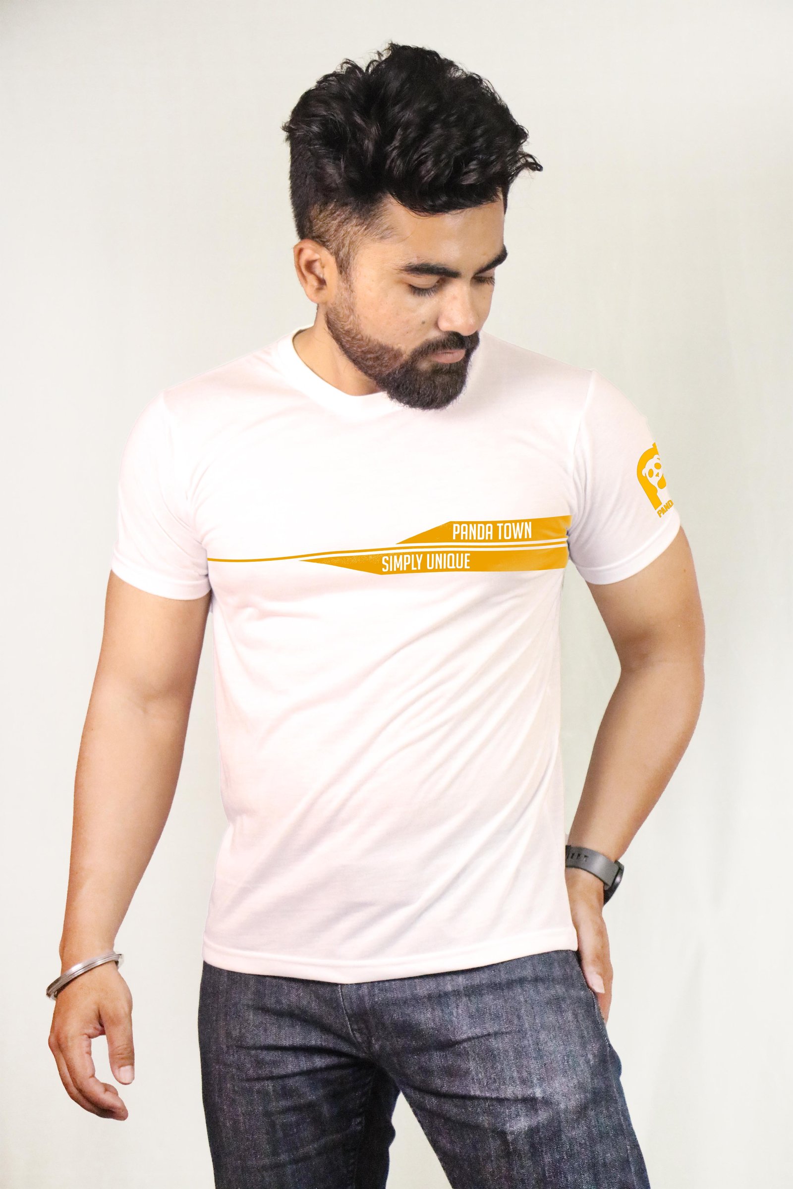 Orange Stripe Simple and Unique Printed T-Shirt Half Sleeve