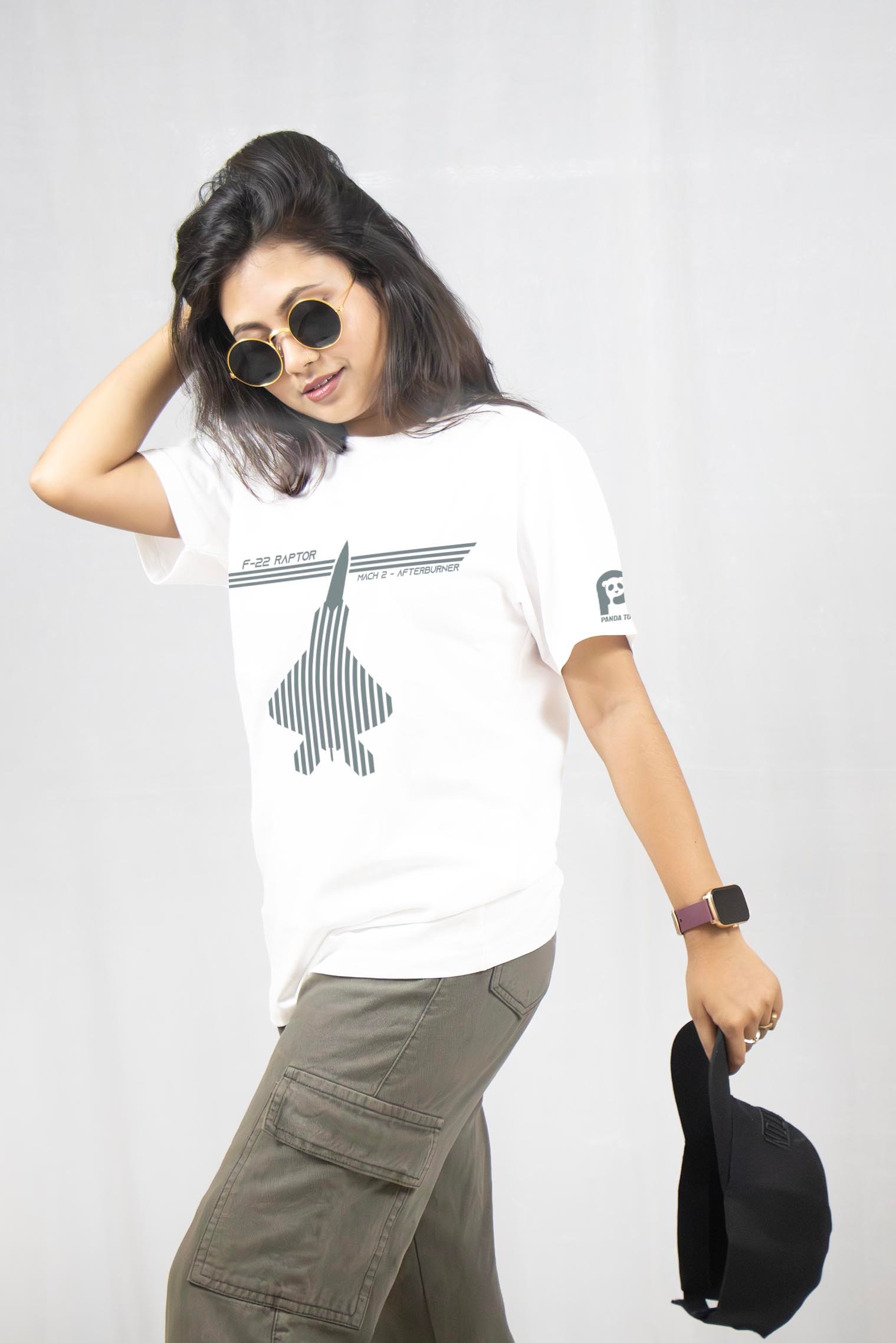 F-22 Raptor Grey Reflector Printed T-Shirt Half Sleeve