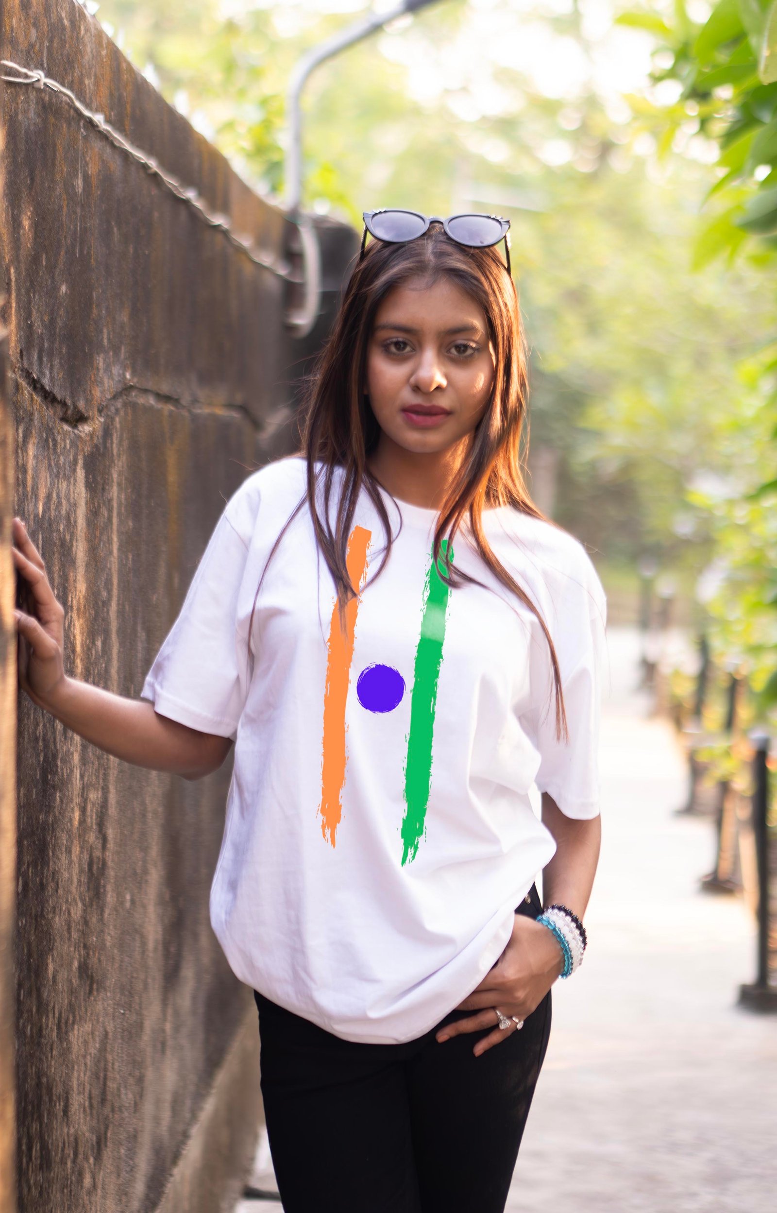 Indian Independence Themed Brush Stroke Printed T-Shirt Half Sleeve