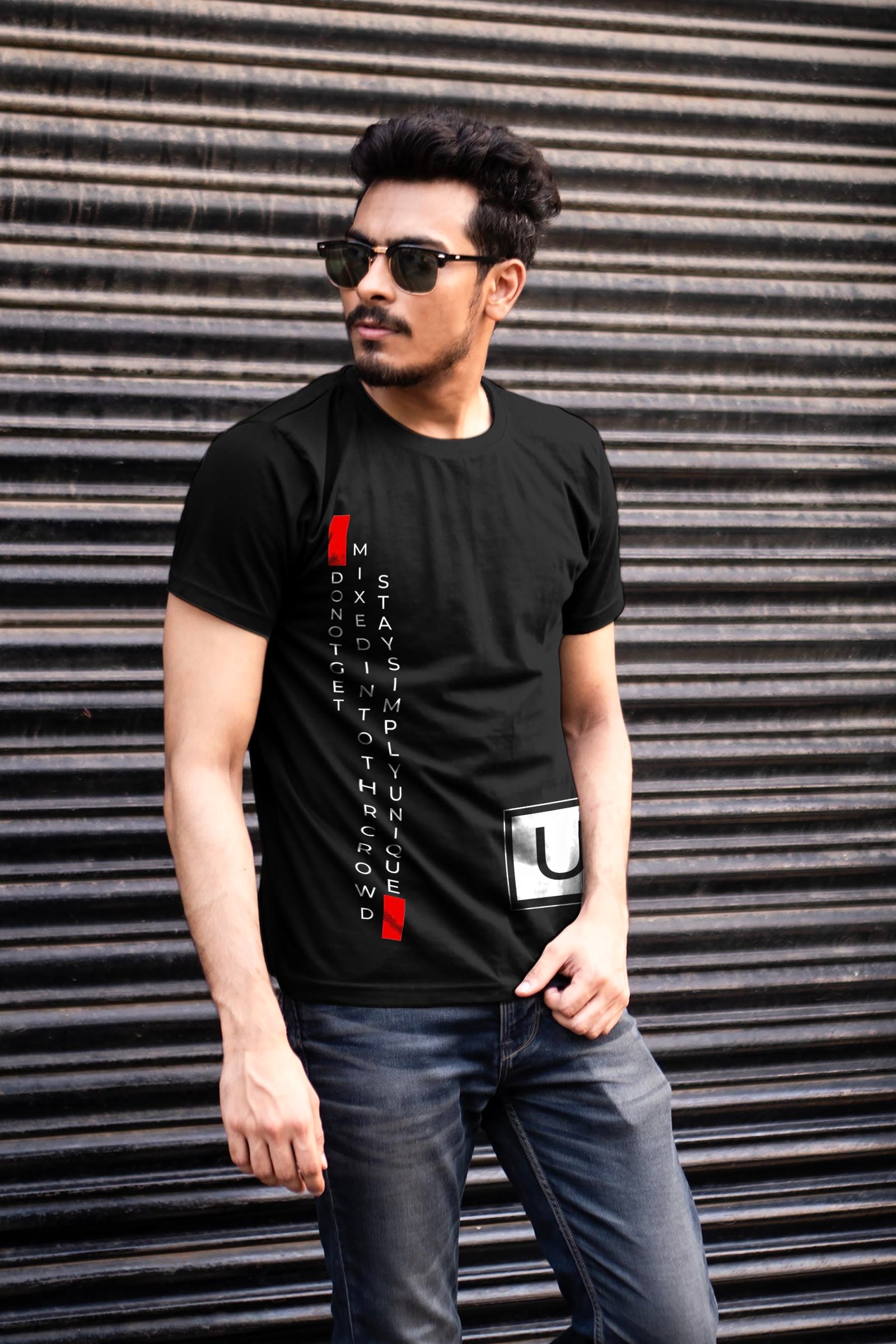Stay UNIQUE - Typography Printed T-Shirt Half Sleeve