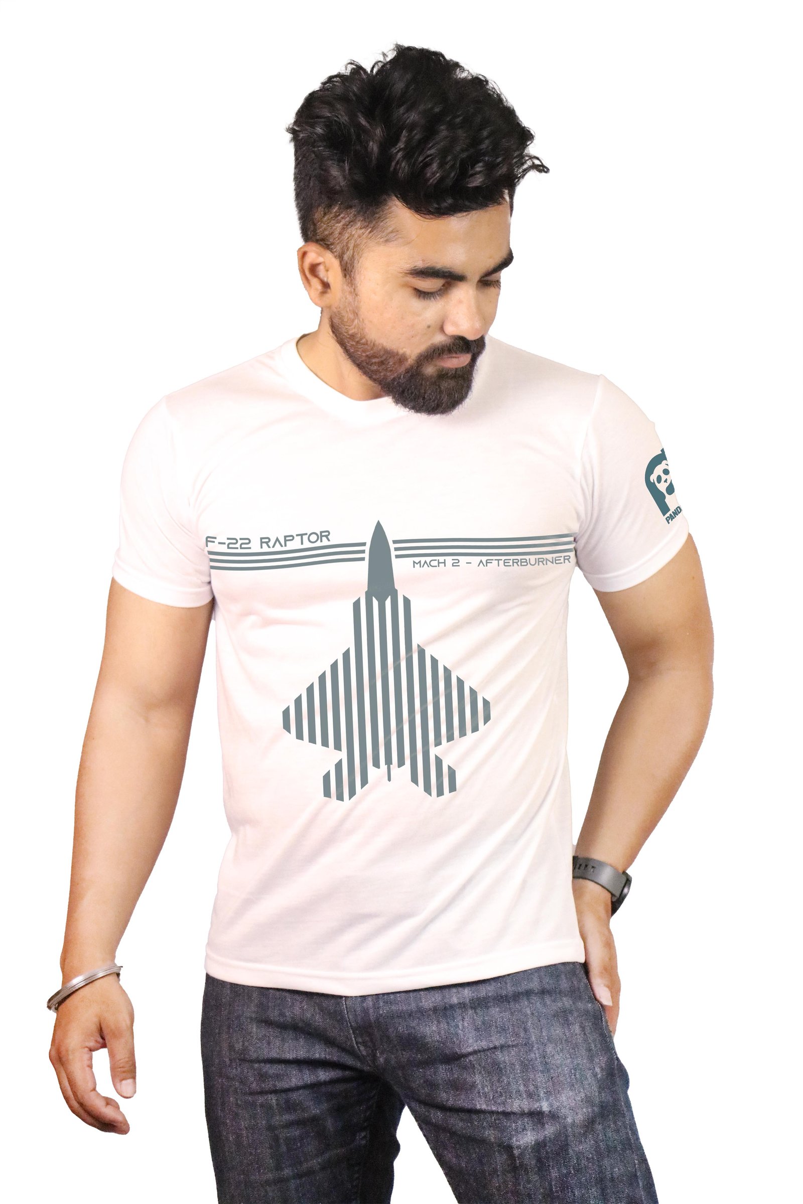 F-22 Raptor Grey Reflector Printed T-Shirt Half Sleeve