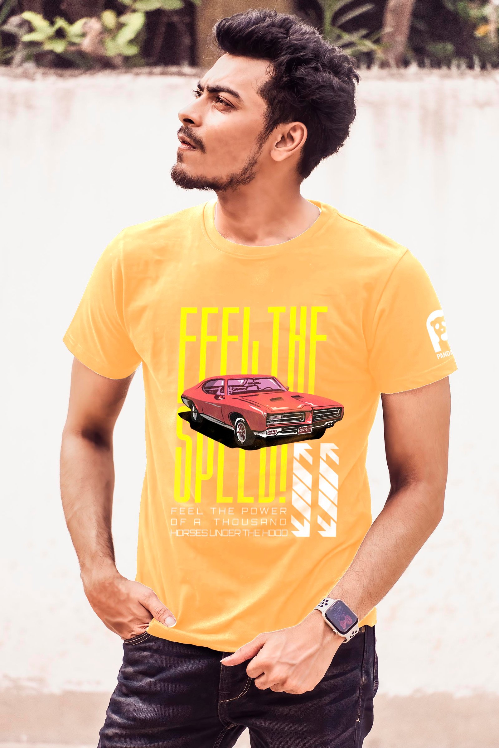 Feel the Speed-American Muscle Printed T-Shirt Half Sleeve