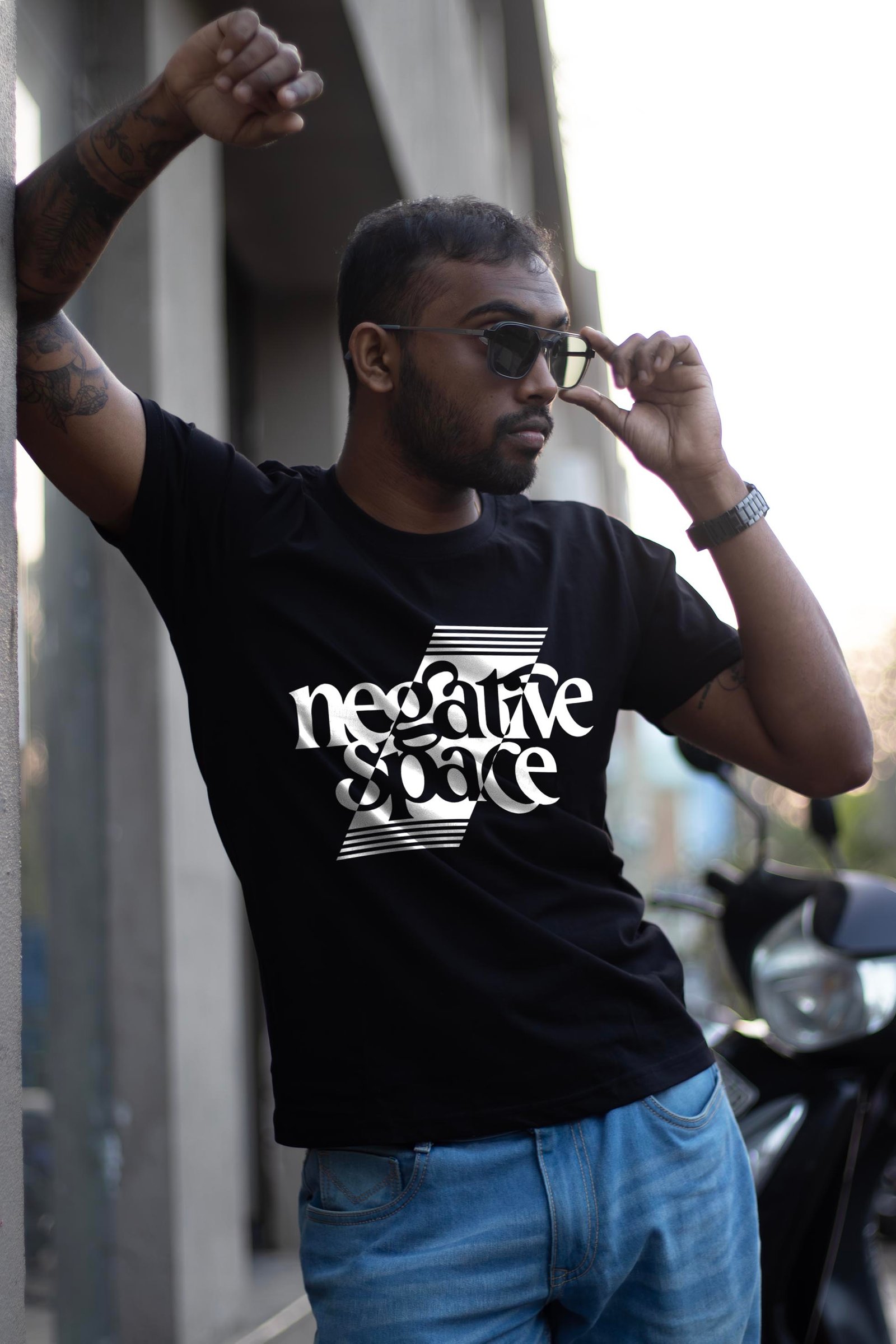 Negetive Space Printed  T-Shirt Half Sleeve