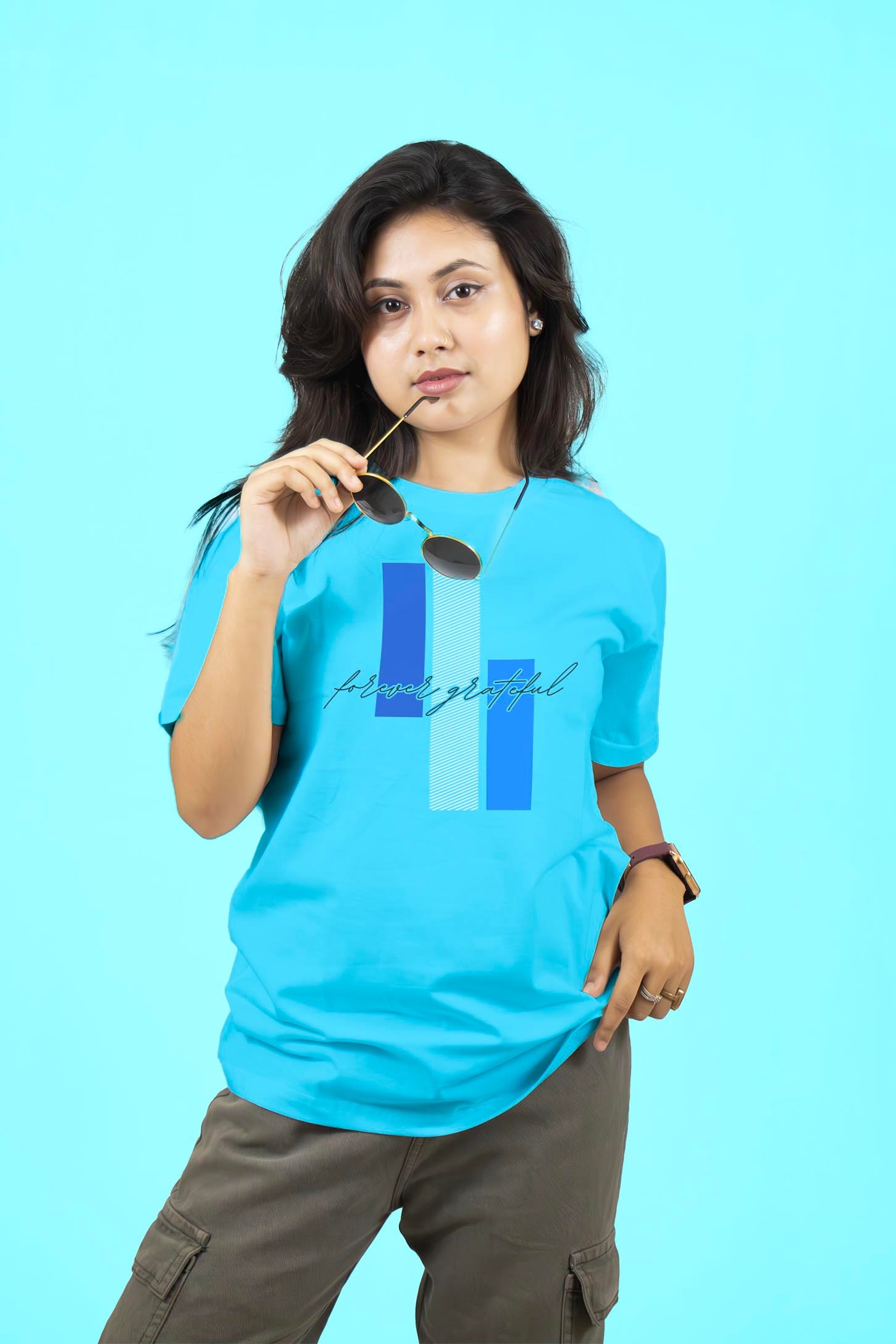 Forever Greatful - Designer Typography Printed T-Shirt Half Sleeve