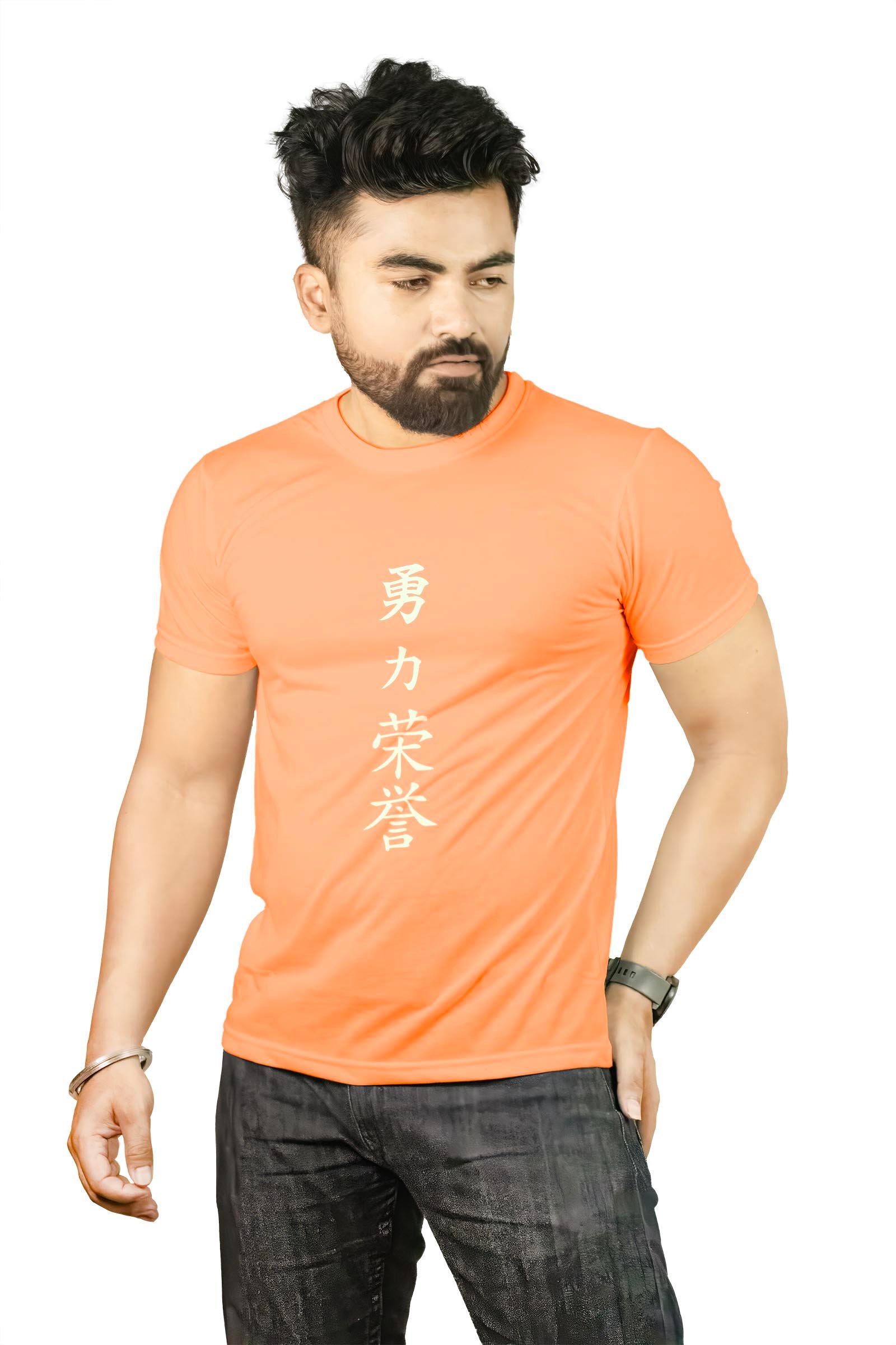 Courage-Strength-Honour Wolf Glow in The Dark Printed T-Shirt Half Sleeve