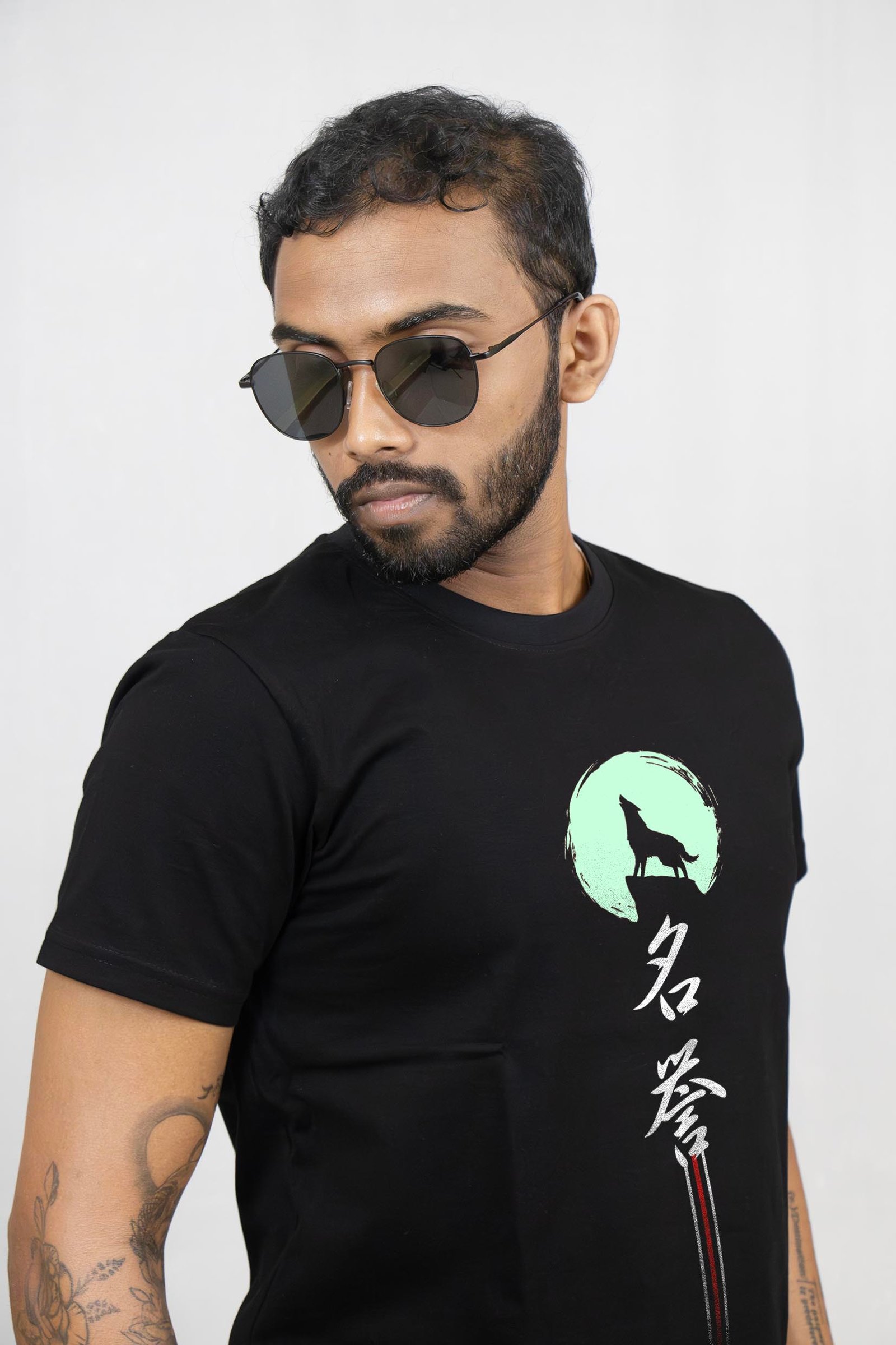 Wolf and Honour Glow in the Dark Front and Back Printed T-Shirt Half Sleeve
