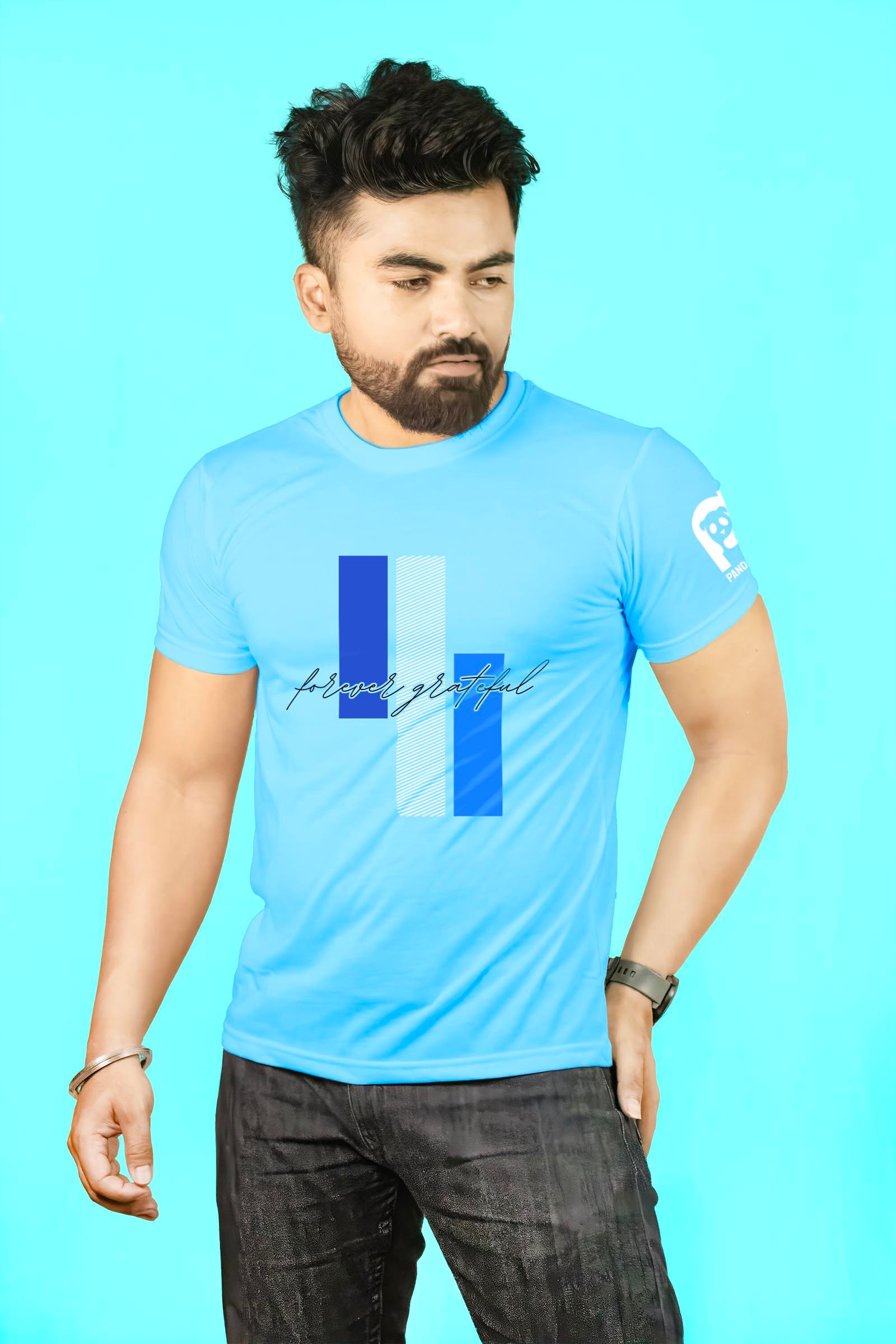Forever Greatful - Designer Typography Printed T-Shirt Half Sleeve