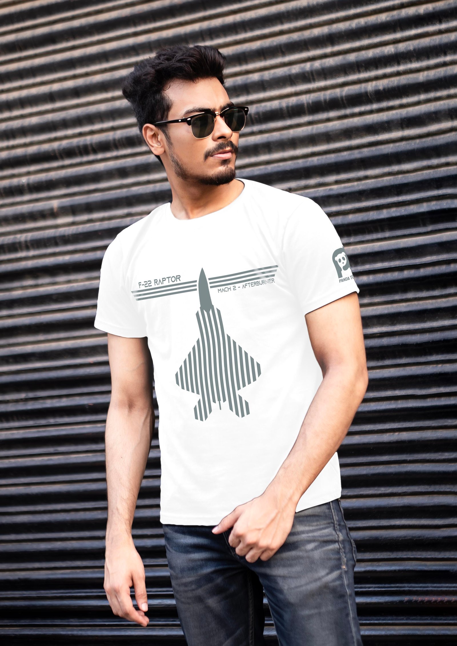 F-22 Raptor Grey Reflector Printed T-Shirt Half Sleeve