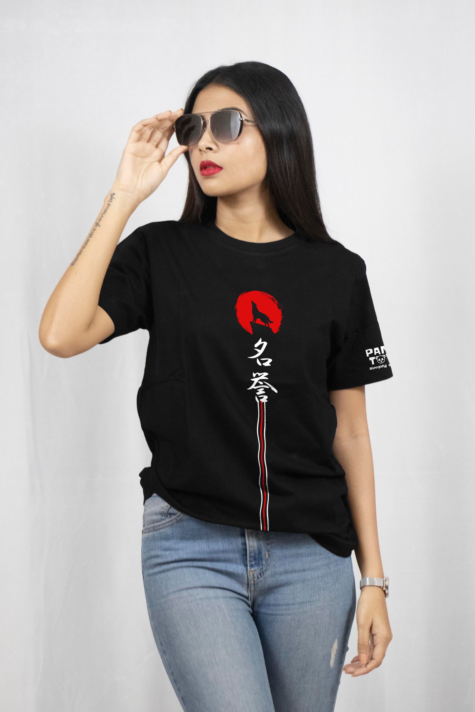 Honour Wolf Front and Back Printed T-Shirt Half Sleeve
